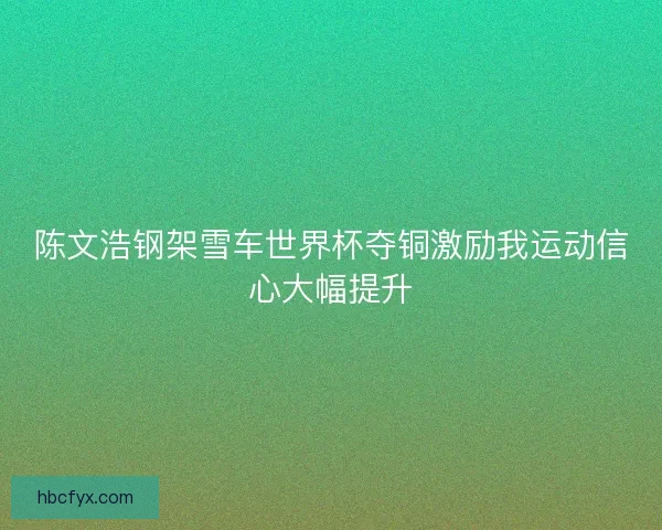陈文浩钢架雪车世界杯夺铜激励我运动信心大幅提升